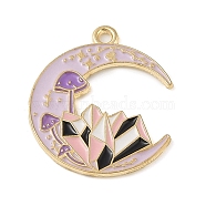 Tarot Style Alloy Eanaml Pendants, Golden, Moon, 26x22x1.5mm, Hole: 2mm(PALLOY-S184-02G-B)