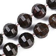 Natural Bronzite Beads Strands, Faceted, Lantern, with Seed Beads, 10x9mm, Hole: 1.2mm, about 33~34pcs/strand, 15.51~40.9 inch(39.4~16.10cm)(G-G182-B05-05)