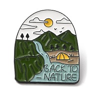 Outdoor Camping Theme with Word Back To Nature Enamel Pin, Black Zinc Alloy Brooch for Backpack Clothes, Word Back To Nature, Colorful, 30.5x26x1.5mm(JEWB-D020-02A)
