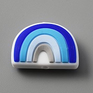 Silicone Beads, Rainbow, Dodger Blue, 17.5x25x9mm, Hole: 2mm(AJEW-WH0304-21A)