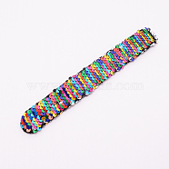 Mermaid Slap Bracelets, Two-color Reversible Charm Sequins Flip Wristbands, Colorful, 214x28x5.5mm(BJEW-TAC0004-03E)