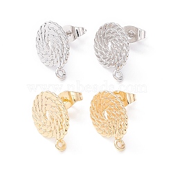 ARRICRAFT Brass Stud Earring Findings, with Loop and Ear Nuts, Platinum & Golden, Earring Findings: 15x12mm, Hole: 1.5mm, 20pcs/box(DIY-AR0001-22)