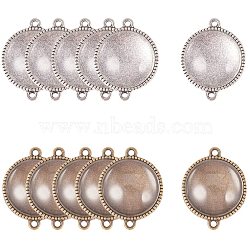 DIY Making, Tibetan Style Alloy Flat Round Cabochon Connector Settings and Clear Glass Cabochons, Antique Bronze & Antique Silver, Tray: 20mm, 29x23x2mm, Hole: 2mm, 24pcs/box, 19.5~20x5.5mm, 24pcs/box(DIY-PH0001-83-WH)