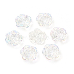 Transparent Acrylic Beads, AB Color, Flower, Clear AB, 23.5x24x9mm, Hole: 1.7mm(OACR-A020-05C)