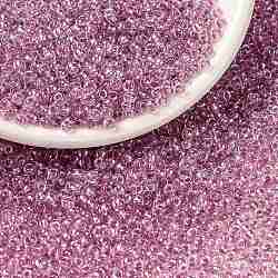 MIYUKI Round Rocailles Beads, Japanese Seed Beads, (RR1524) Sparkling Peony Pink Lined Crystal, 8/0, 3mm, Hole: 1mm, about 2111~2277pcs/50g(SEED-X0055-RR1524)
