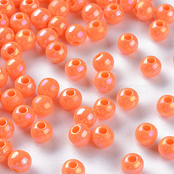 Opaque Acrylic Beads, AB Color Plated, Round, Coral, 6x5mm, Hole: 1.8mm, about 4400pcs/500g(MACR-S370-D6mm-A11)