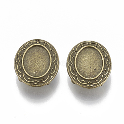 (Holiday Stock-Up Sale)Tibetan Style Alloy Slide Charms Cabochon Settings, Cadmium Free & Nickel Free & Lead Free, Oval, Antique Bronze, Tray: 10x14mm, 22x18x7mm, Hole: 3x10mm, about 265pcs/1000g(TIBE-Q086-082AB-FF)