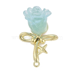 Golden Alloy Resin Pendants, Flower, Light Blue, 34.5x21x14.5mm, Hole: 1.6mm(FIND-U017-07G-01)