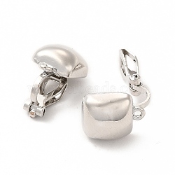 Alloy Clip-on Earring Findings, with Horizontal Loops, Square, Platinum, 17x10x16mm, Hole: 1.2mm(PALLOY-M208-05P)