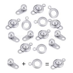 50 Sets 201 Stainless Steel Snap Clasps, Stainless Steel Color, 15x9x5mm, Hole: 1.5~1.8mm(STAS-UN0045-18)