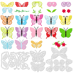 4Pcs 4 styles Carbon Steel Cutting Dies Stencils, for DIY Scrapbooking, Photo Album, Decorative Embossing Paper Card, Stainless Steel Color, Butterfly Farm, 6.8~12.1x5.1~9.3x0.08cm, 1pc/style(DIY-WH0309-596)