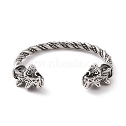 304 Stainless Steel Dragon Open Cuff Bangle for Men Women, Antique Silver, Inner Diameter: 2-5/8 inch(6.55cm)(BJEW-M230-06AS)