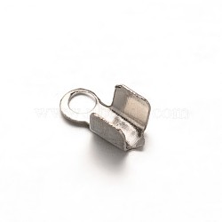 Tarnish Resistant 304 Stainless Steel Folding Crimp Ends, Fold Over Crimp Cord Ends, Stainless Steel Color, 6x3x2.5mm, Hole: 1mm(STAS-E103-09A)