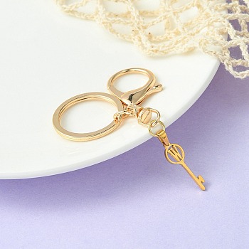 304 Stainless Steel Initial Letter Key Charm Keychains, with Alloy Clasp, Golden, Letter W, 8.8cm