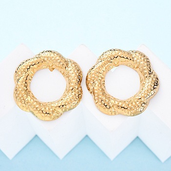304 Stainless Steel Stud Earrings for Women, Flower, Golden, 29.5x28mm