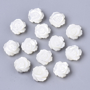 Natural Trochid Shell/Trochus Shell Beads, Double-Sided, Flower, Seashell Color, 10x5mm, Hole: 0.8mm