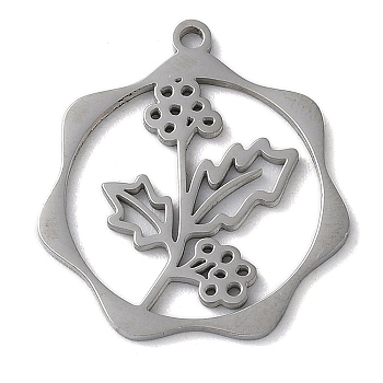 Non-Tarnish 304 Stainless Steel Pendants, Flower, Stainless Steel Color, 23.5x21.5x1mm, Hole: 1.5mm