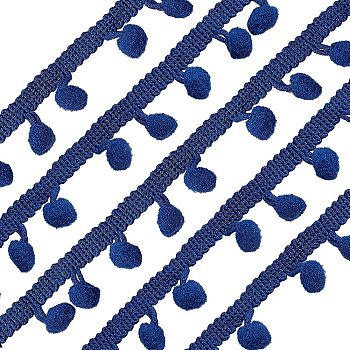 DIY Fashion Decoration Accessories, Ball Fringe, Pompon Trim, Ball Lace Ribbon Applique, Marine Blue, 3/4 inch(20mm), about 20yards/bundle(18.28m/bundle)