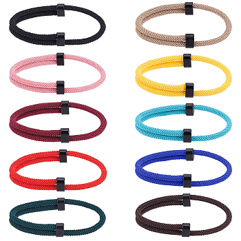 CHGCRAFT 10Pcs 10 Colors Braided Rope Nylon Cord Bracelet, Athletic Cool Adjustable Bracelet for Men Women, Mixed Color, Inner Diameter: 1-3/4~3 3/8 inch(4.3~8.5cm), 1pc/color