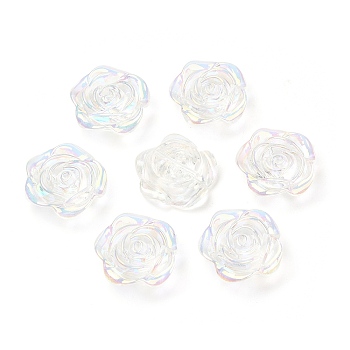 Transparent Acrylic Beads, AB Color, Flower, Clear AB, 23.5x24x9mm, Hole: 1.7mm