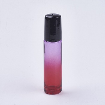 10ml Glass Gradient Color Essential Oil Empty Roller Ball Bottles, with PP Plastic Caps, Colorful, 8.55x2cm, Capacity: 10ml(0.34 fl. oz)