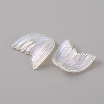 Fishtail Shape Transparent Acrylic Pendants, AB Color, Clear AB, 27.5x25.5x5mm, Hole: 1.8mm
