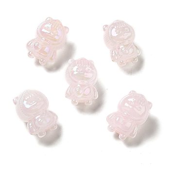 UV Plating Rainbow Iridescent Acrylic Beads, Girl with Cat Clothes, Misty Rose, 22x15.5x15mm, Hole: 3.5mm