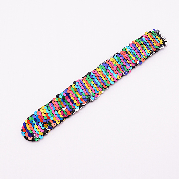 Mermaid Slap Bracelets, Two-color Reversible Charm Sequins Flip Wristbands, Colorful, 214x28x5.5mm