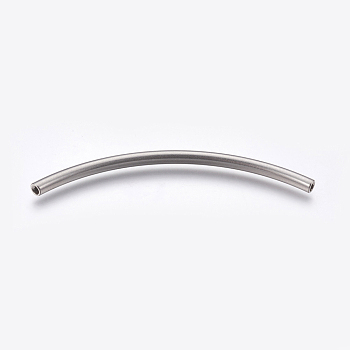 304 Stainless Steel Tube Beads, Stainless Steel Color, 79x4mm, Hole: 2mm