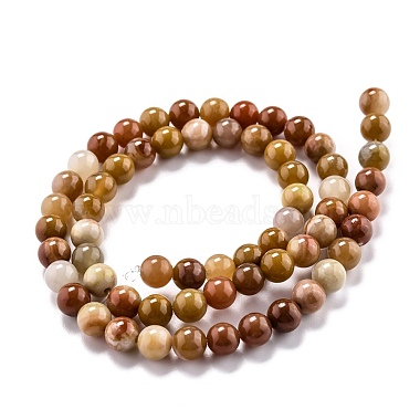 Chapelets de perles en bois pétrifié naturel(G-O199-06A)-2