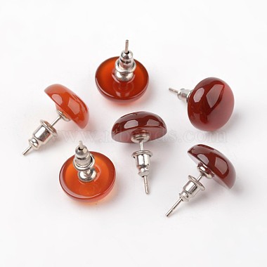 Half Round Dome Natural Red Agate Stud Earrings(EJEW-L171-06)-2
