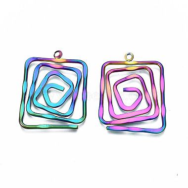 Eco-Friendly Rainbow Color Iron Pendants(IFIN-N009-014-RS)-2