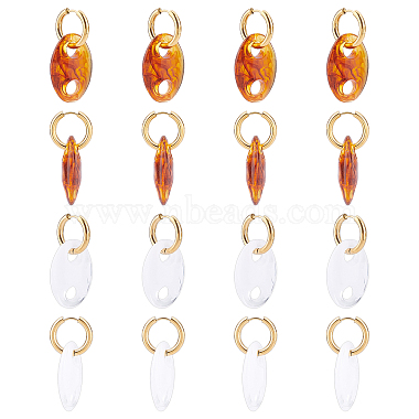 Mixed Color Oval 304 Stainless Steel Earrings