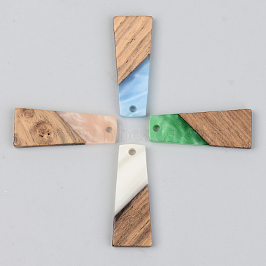 Mixed Color Trapezoid Resin+Wood Pendants