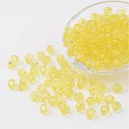 Transparent Acrylic Beads, Faceted, Round, Yellow, 8mm, Hole: 1.5mm, about 1800pcs/500g(DB8mmC-53)