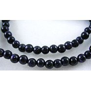 Synthetic Blue Goldstone Beads Strands, Round, Size: about 4mm in diameter, hole: 0.8mm, about 91pcs/strand, 15~16 inch.(X-GSR4mmC053)