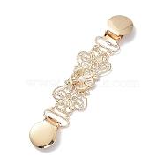 Alloy Cardigan Clips, Sweater Collar Clips, with ABS Plastic Imitation Pearl Beads, Flower, Golden, 140x31mm(PALLOY-M213-01G)