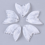 Acrylic Pendants, Imitation Gemstone Style, Wing, Clear, 27x25.5x3mm, Hole: 2mm, about 370pcs/500g(OACR-T021-001J)