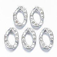 CCB Plastic Linkings Rings, Quick Link Connectors, with Crystal Rhinestone, For Jewelry Cross Chains Making, Twist, Platinum, 30x19.5x5mm, Inner Diameter: 18.5x9.5mm(CCB-N005-013P)