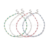 Glass Beaded Necklaces for Women, with 304 Stainless Steel Clasps, Mixed Color, 15.35 inch(39cm)(NJEW-JN04265)