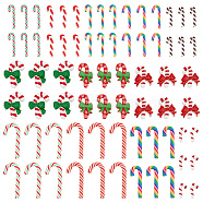 AHADERMAKER 72Pcs 12 Styles Christmas Theme Opaque Resin Cabochons, Christmas Cane, Mixed Color, 19~49x8.5~26x2.5~6.5mm, 6pcs/style(CRES-GA0001-09)