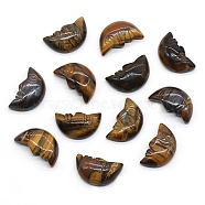Carveing Face Crescent Moon Natural Tiger Eye Display Decorations, Home Decoration, 26x15x7mm(MATO-PW0001-015D)