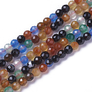 Natural Multi-Color Agate Beads Strands, Faceted, Round, 3.5~4x4mm, Hole: 0.4mm, about 98~105pcs/strand, 15.9~16.6 inch(40.4~42.2cm)(G-F596-36-4mm)