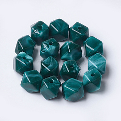 Acrylic Beads, Imitation Gemstone Style, Polygon, Teal, 11.5x10x10mm, Hole: 2mm, about 428pcs/500g(OACR-T007-09M)