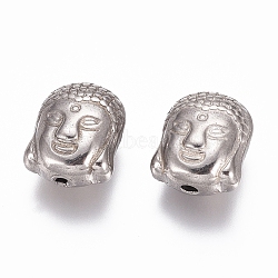 304 Stainless Steel Beads, Buddha Head, Stainless Steel Color, 11x9x6.5mm, Hole: 1.6mm(X-STAS-G218-18P)