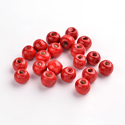 Natural Wood Beads, Rondelle, Lead Free, Dyed, Red, 8mm, Hole: 3mm, about 5600pcs/1000g(YTB022-1)