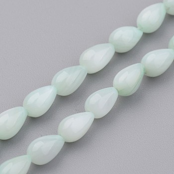 Natural Shell Bead Strands, Dyed, teardrop, Light Cyan, 7x5mm, Hole: 0.5mm, about 59pcs/strand, 15.2 inch