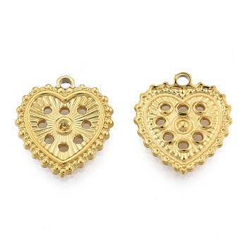 304 Stainless Steel Pendant Rhinestone Settings, Heart, Real 18K Gold Plated, Fit For 1.6mm Rhinestone, 17x15x2mm, Hole: 1.5mm