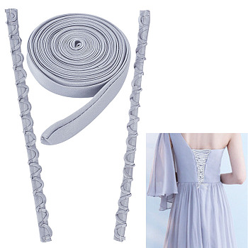 1 Set Women's Wedding Dress Zipper Replacement, Adjustable Fit Satin Corset Back Kit, Lace-up Formal Prom Dress, Silver, Loop Ribbon: 490x24~26x2mm, Ribbon: 3500x15x1mm