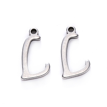 201 Stainless Steel Charms, Laser Cut, Stainless Steel Color, Letter.L, 13x6.5x1mm, Hole: 1mm